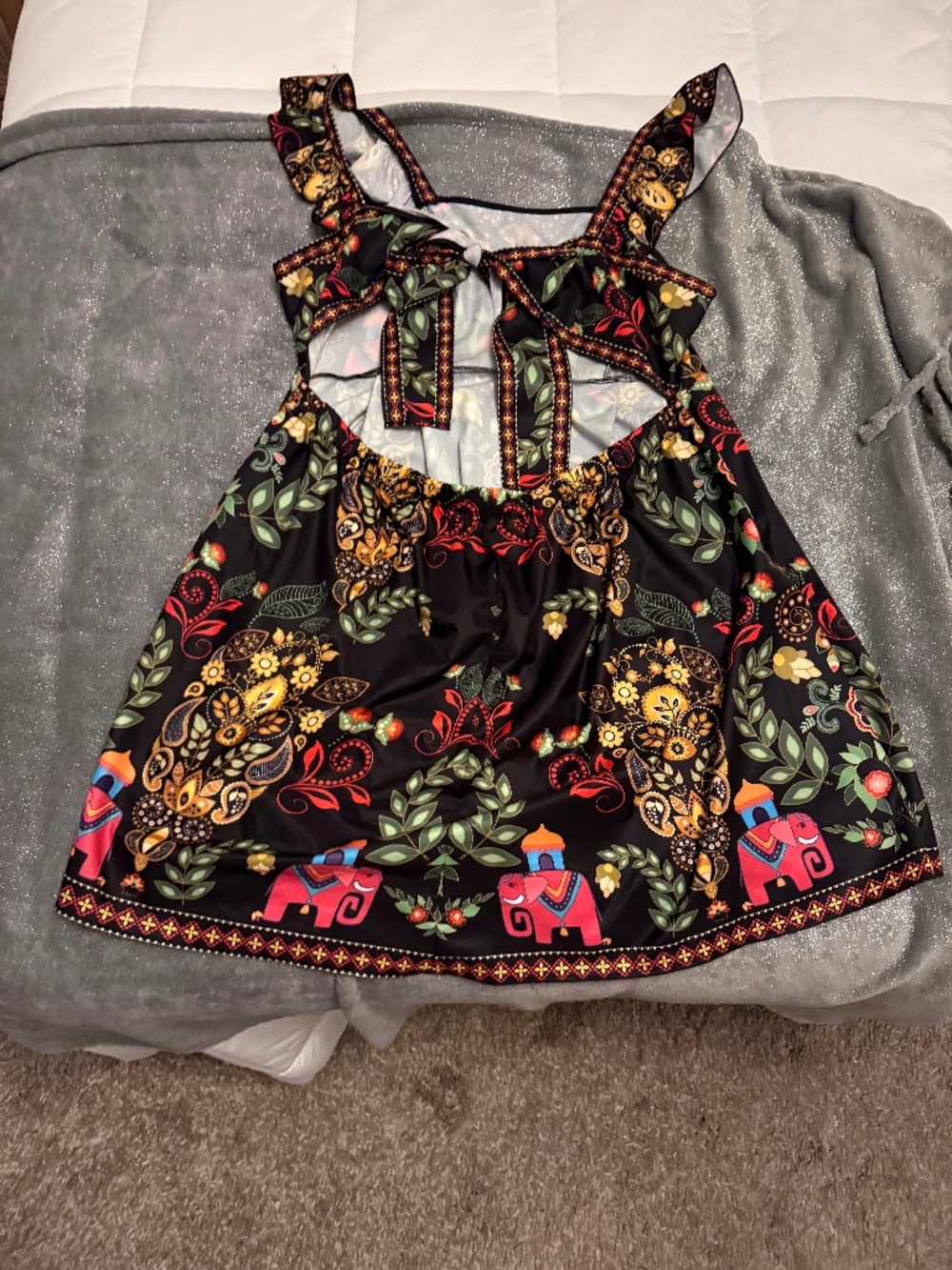Boho A-Line Tie-Back Ruffle Sleeved Dress, Size 2X - Picture 6 of 8